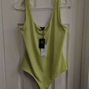 Express Neon Yellow-Green Scoop Neck Bodysuit Medium